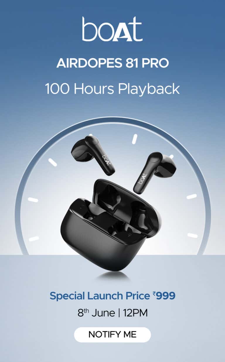 Boat Airdopes Atom 81 Pro Teases with 100 Hours Playback Time on Amazon
