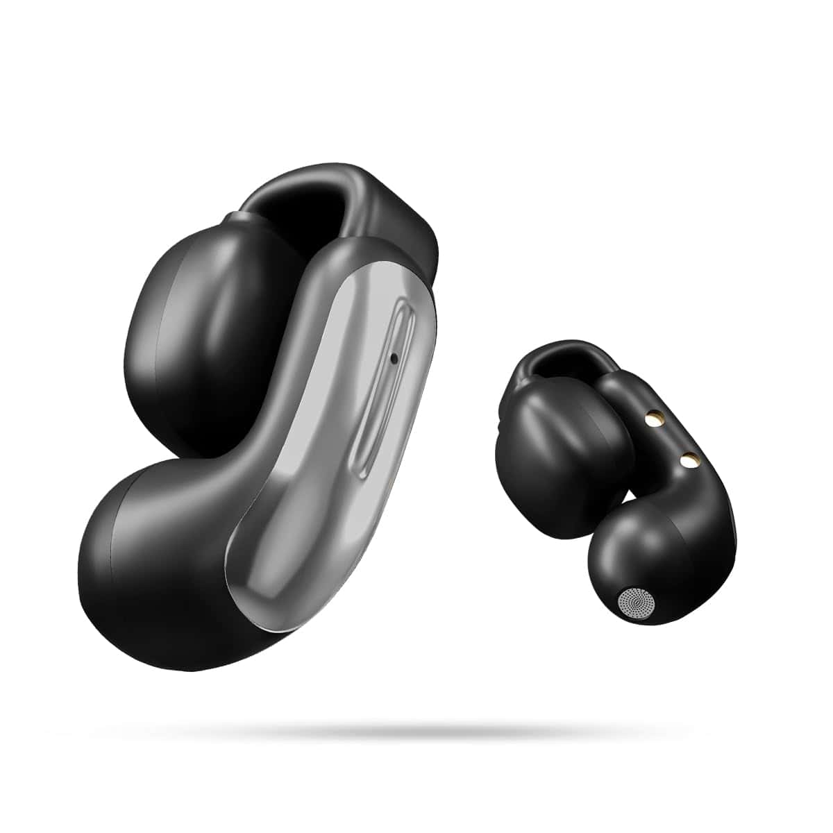 The pTron Bassbuds Vortex earbuds showcasing their sleek open-ear clip design