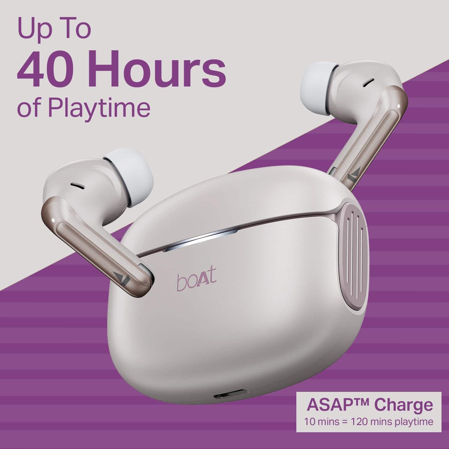 The ergonomic stem-profile earbuds with silicone tips fitted securely in the ear