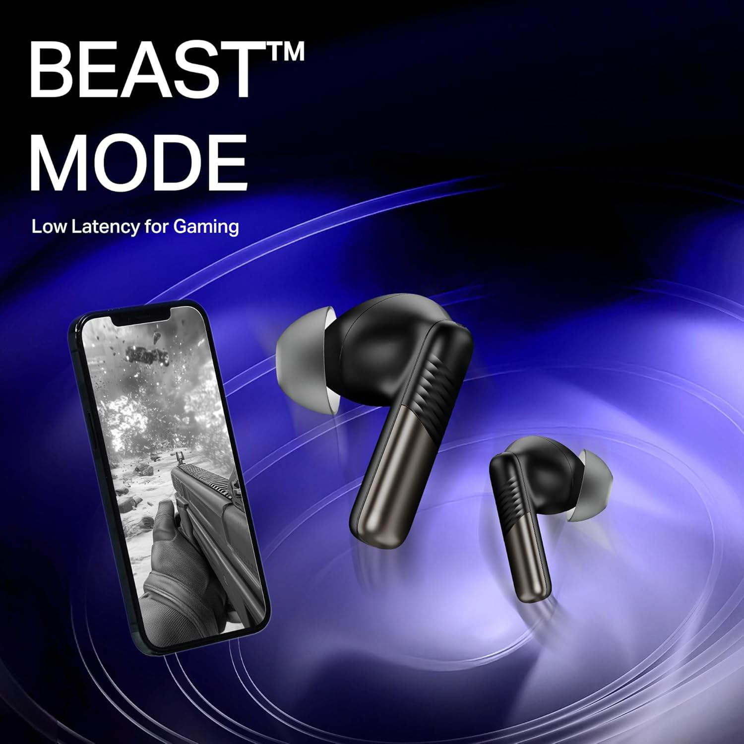Illustration of earbuds with sound waves indicating balanced audio quality