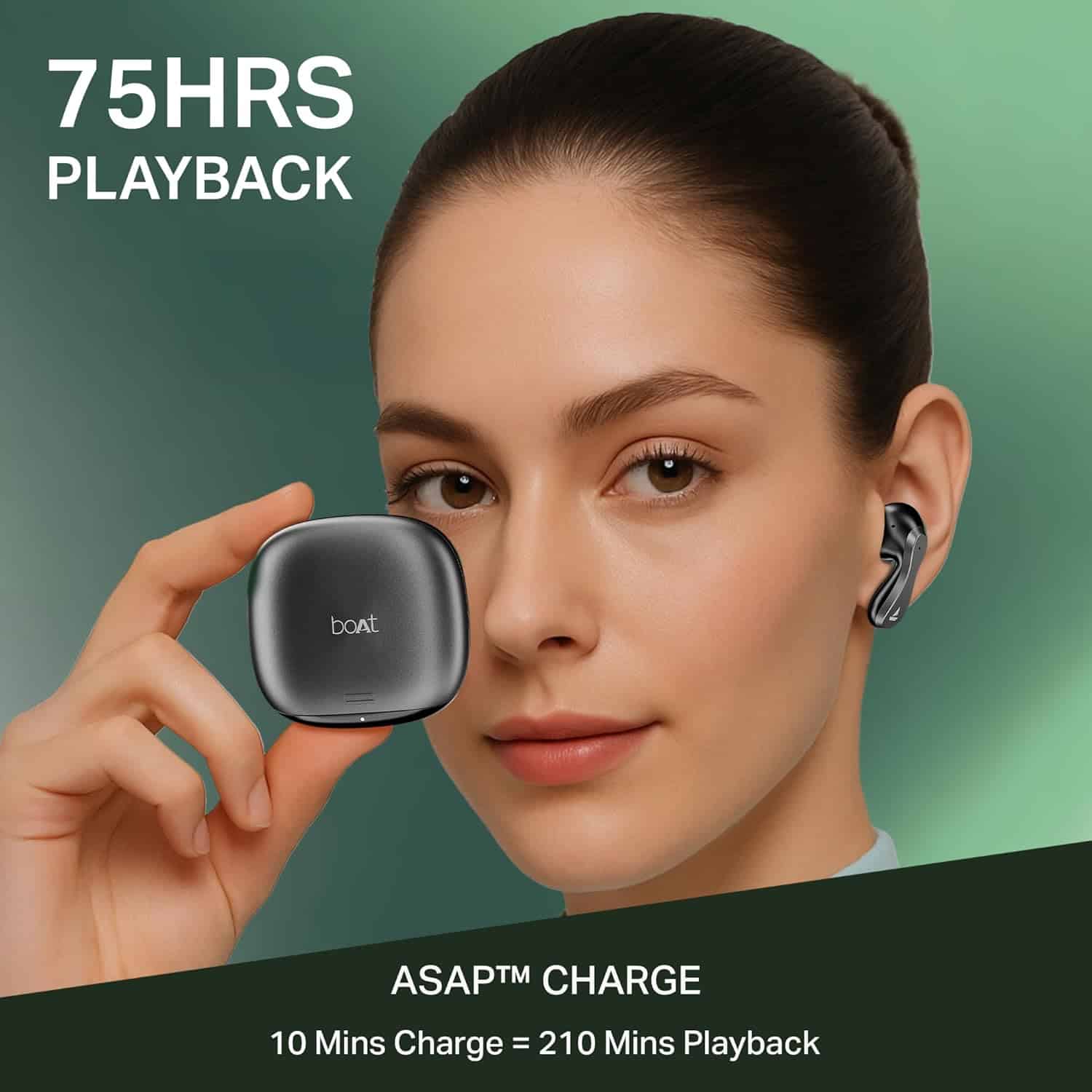 The boAt Airdopes 313 earbuds showcasing their lightweight, ergonomic design